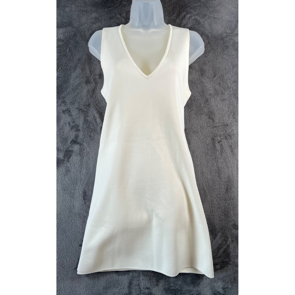 Pomander Place Bixby Dress Size Small Ivory Knit V-Neck Sleeveless Shift